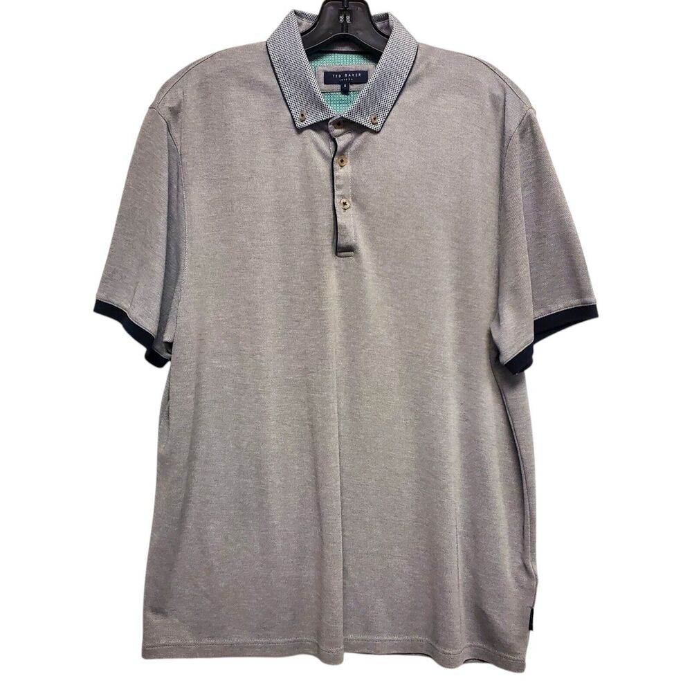 TED BAKER Polo Shirt Mens 6 Gray Casual Athleisure Golf Preppy Outdoor